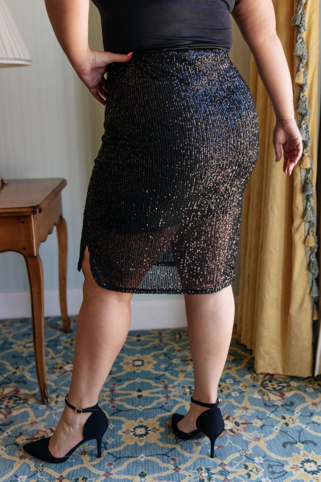 Gilded Age Sequin Skirt in Black Ave Shops