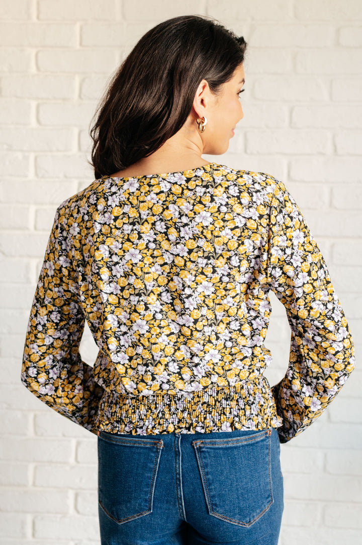 Honey Honey Floral Smocked Blouse in Black Ave Shops