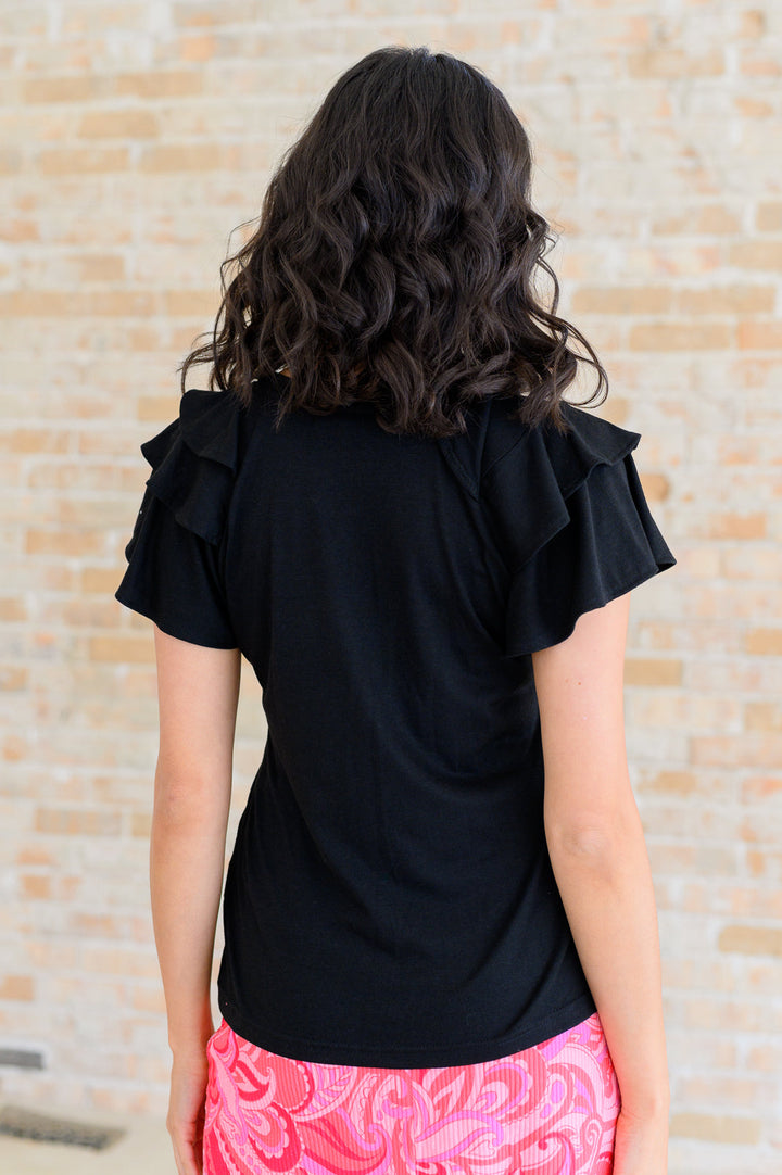 I'll Allow It Flutter Sleeve Tee In Black Ave Shops