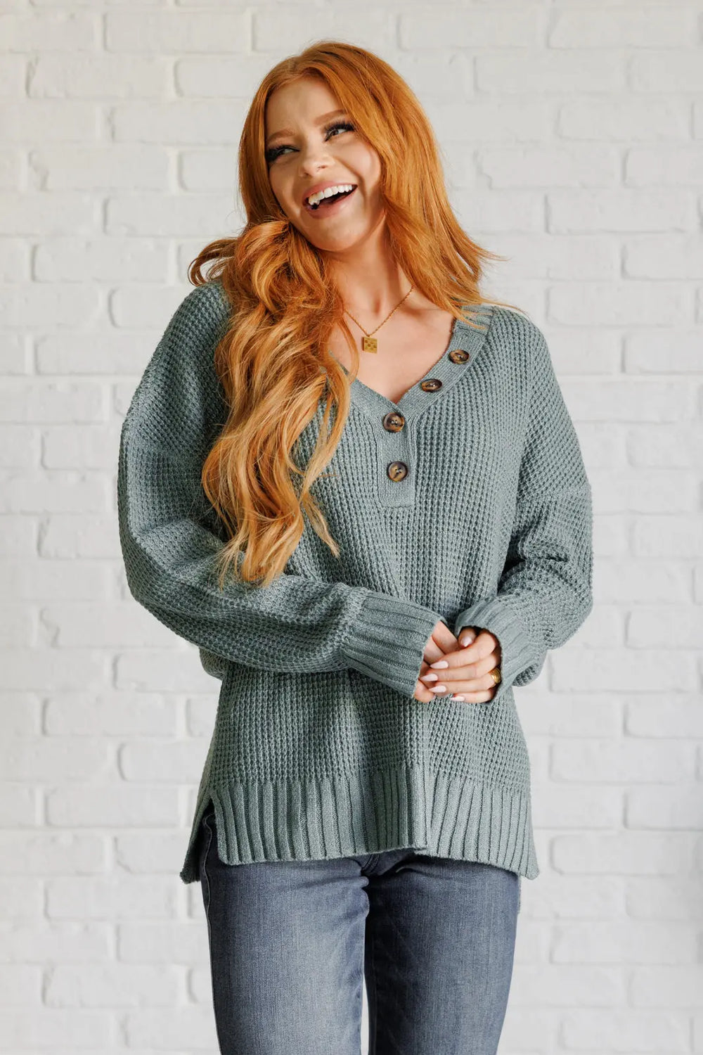 Lakeside View Drop Shoulder Sweater in Sage Ave Shops