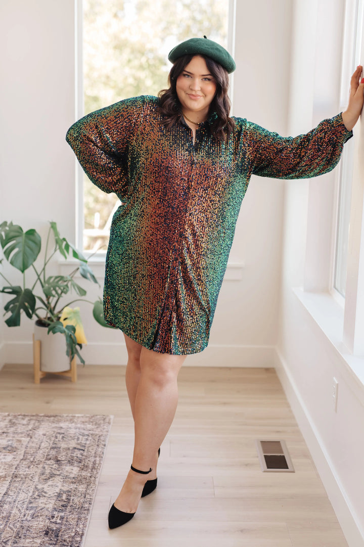 Shimmering Splendor Sequin Shirt Dress Ave Shops