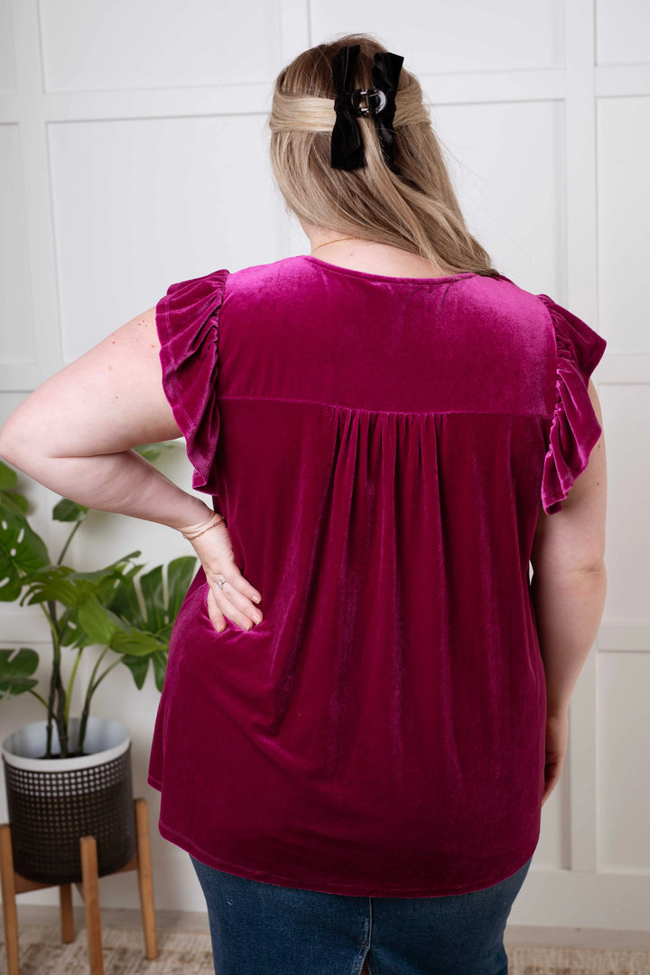 Velveteen Queen Blouse in Magenta Ave Shops