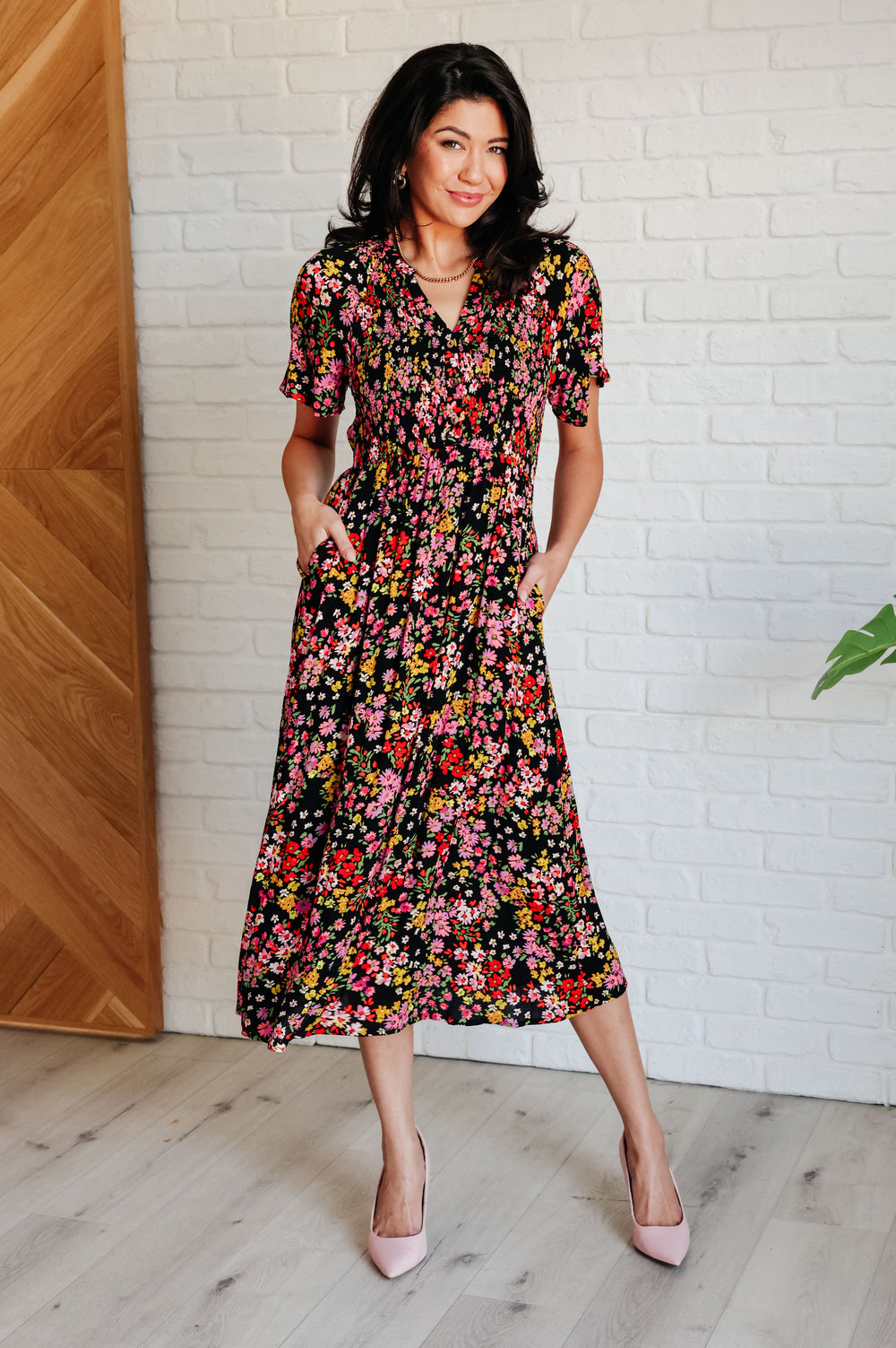 Wildflower and Barley V-Neck Button Up Dress Ave Shops