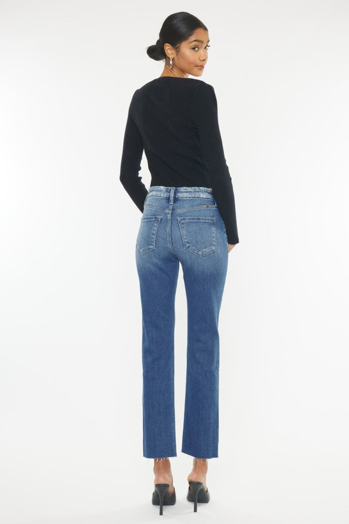 Kancan Frayed Hem Slim Straight Jeans Trendsi