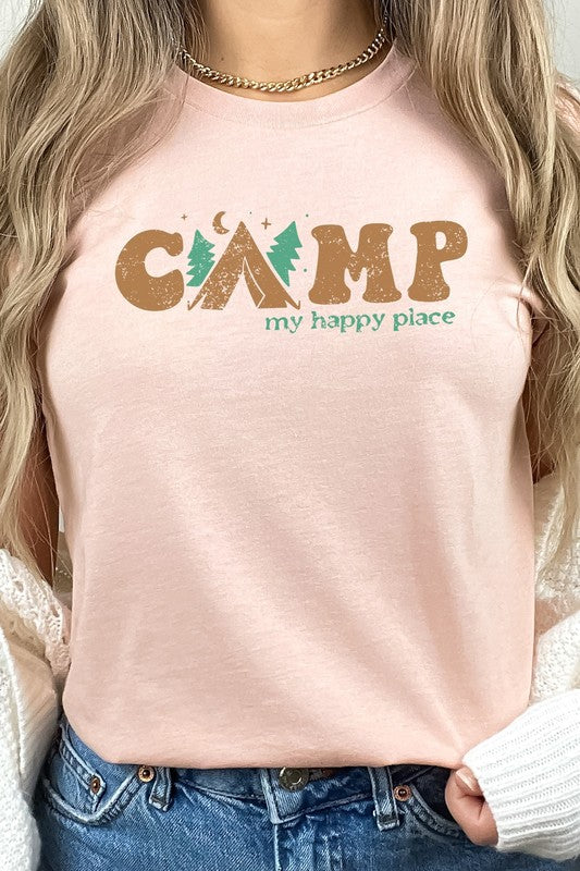 Camp My Happy Place Summer Camping Graphic Tee Kissed Apparel