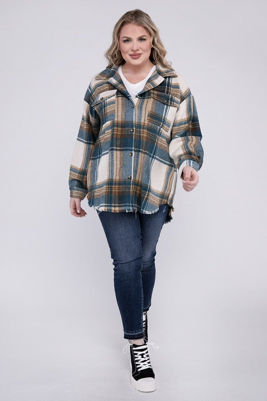 Yarn Dyed Plaid Shirt Jacket Blue B