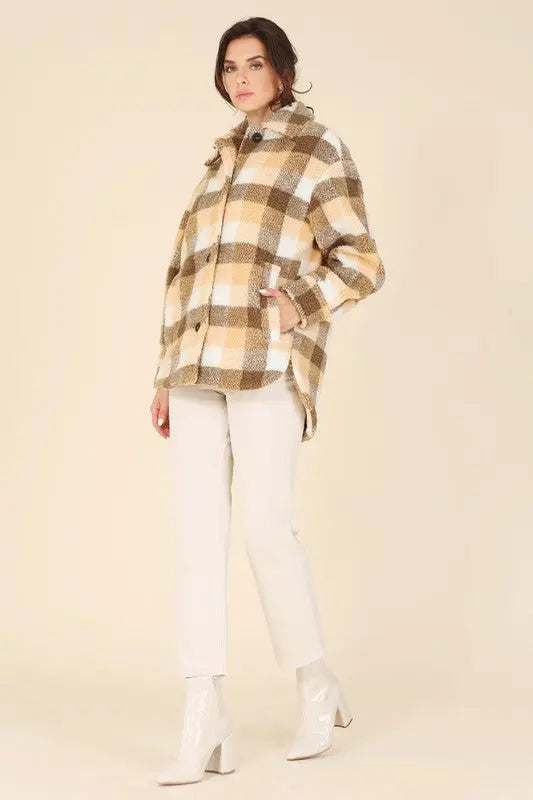 Plaid sherpa jacket with pockets Lilou