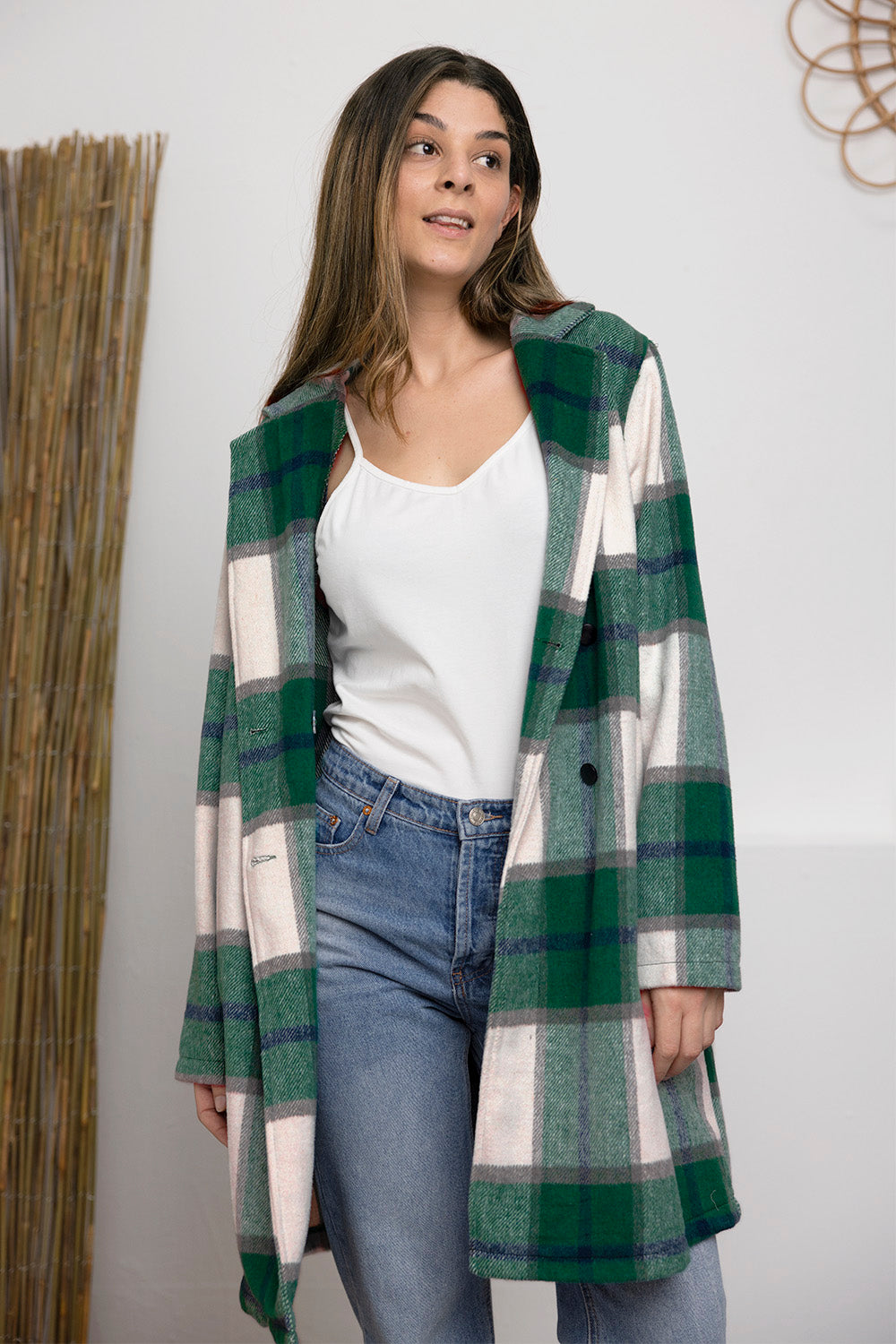 Falling In Love Plaid Jacket Trendsi