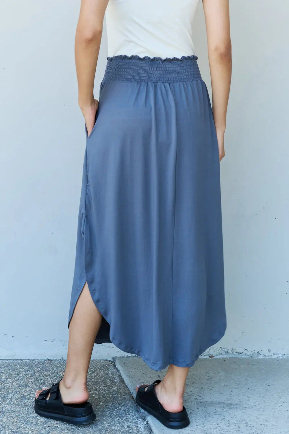 Doublju Princess Maxi Skirt in Dusty Blue Trendsi