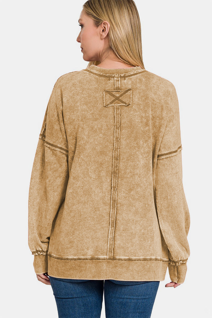 Carmel Exposed Seam Trendy Sweatshirt Trendsi