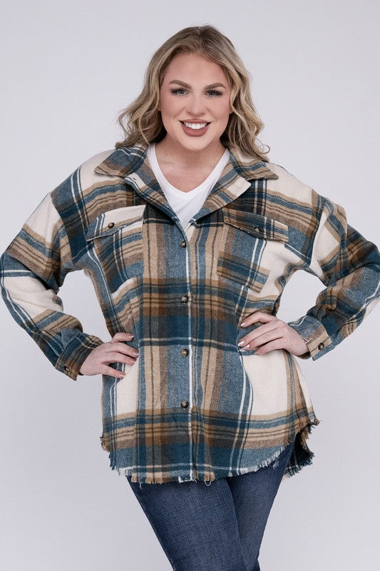 Yarn Dyed Plaid Shirt Jacket Blue B