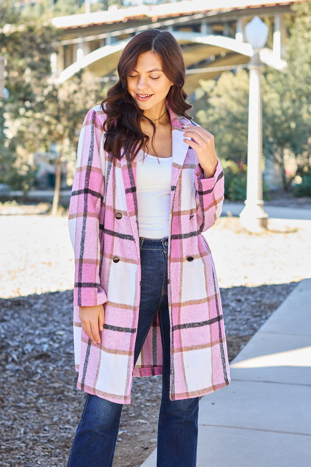 Falling In Love Plaid Jacket Trendsi