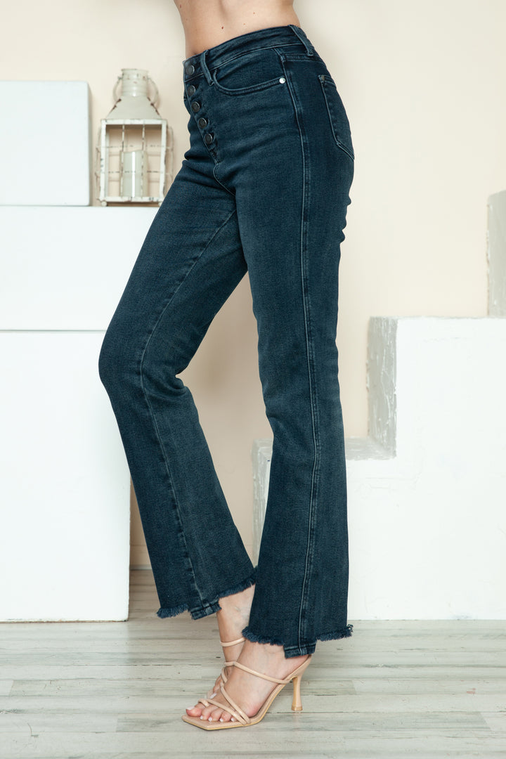 Judy Blue Button Fly Hem Destroy Straight Jeans