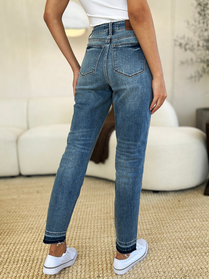 Judy Blue Full Size Mid Rise Rigid Magic Release Hem Jeans Trendsi