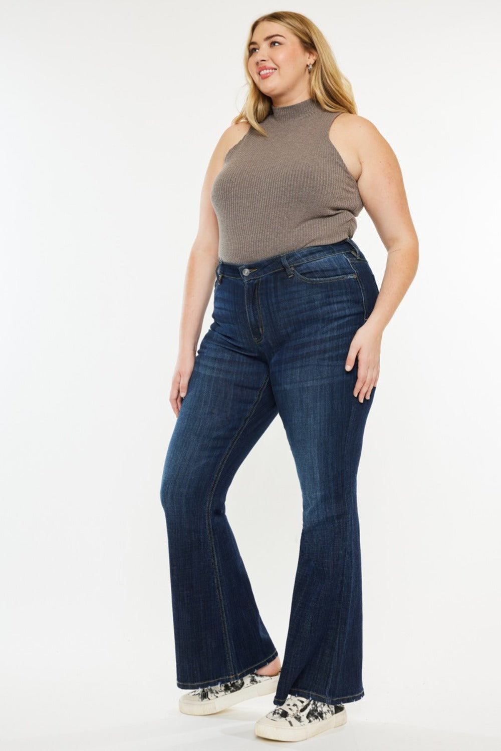 Kancan Full Size Mid Rise Flare Jeans Trendsi