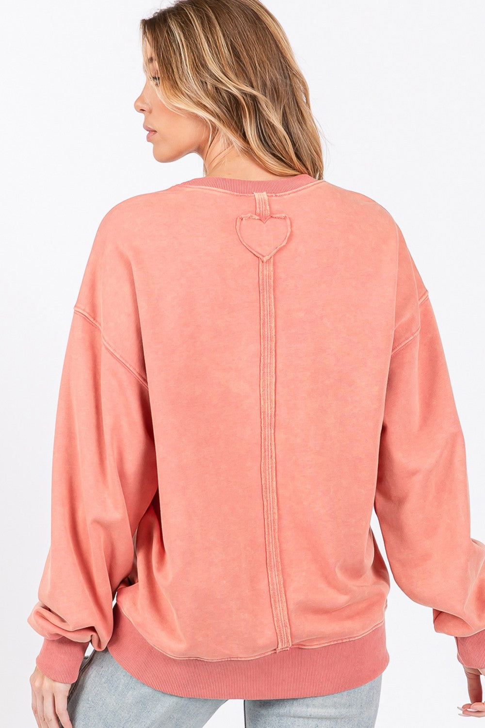 SAGE + FIG LOVE Path Applique Drop Shoulder Sweatshirt Trendsi