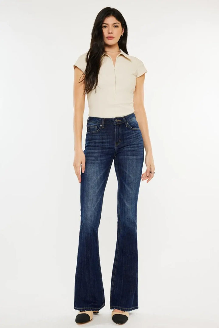 Kancan Full Size Mid Rise Slim Flare Jeans Trendsi