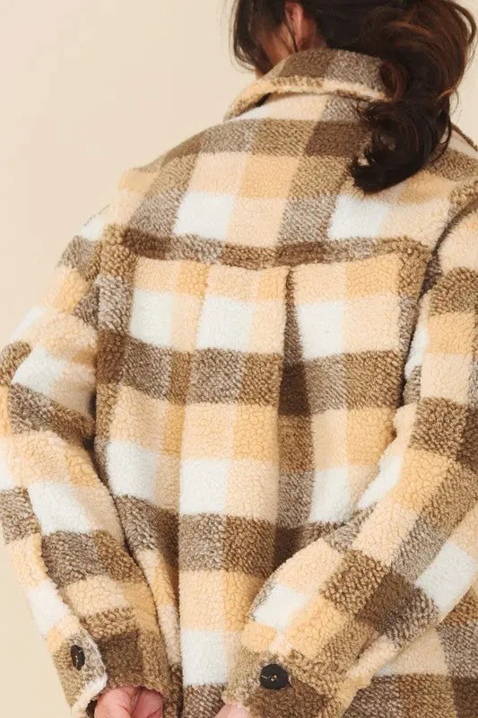 Plaid sherpa jacket with pockets Lilou