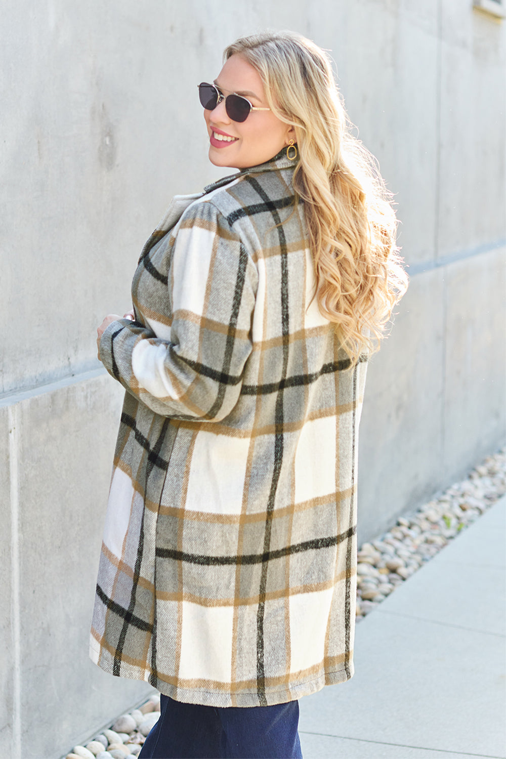 Falling In Love Plaid Jacket Trendsi