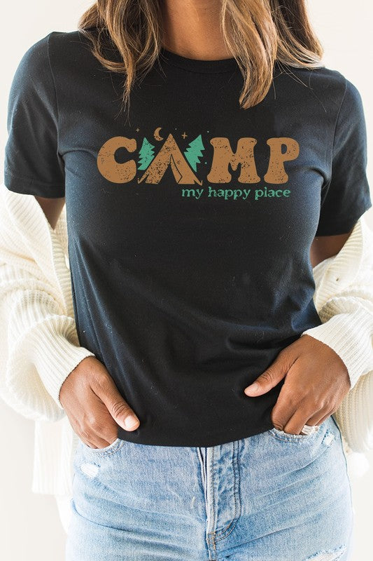 Camp My Happy Place Summer Camping Graphic Tee Kissed Apparel