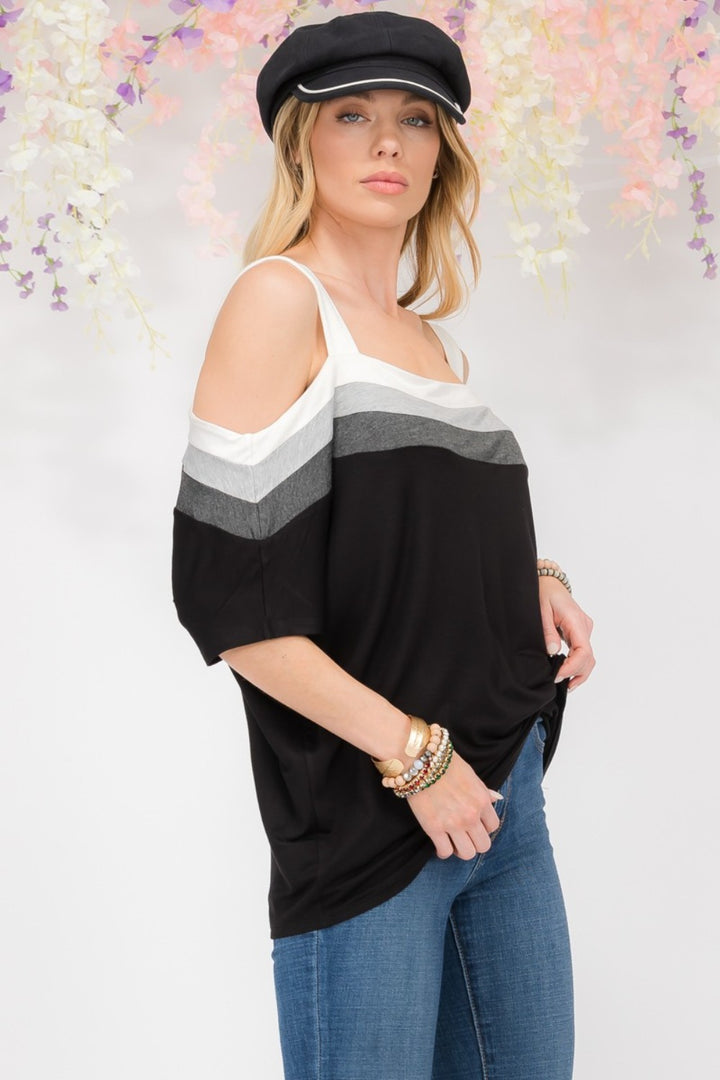 Big Flirt Cold Shoulder Top Trendsi