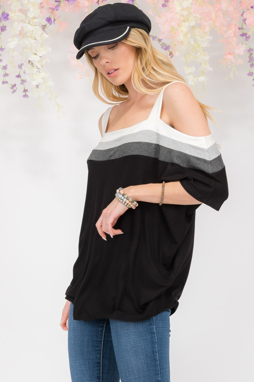 Big Flirt Cold Shoulder Top Trendsi