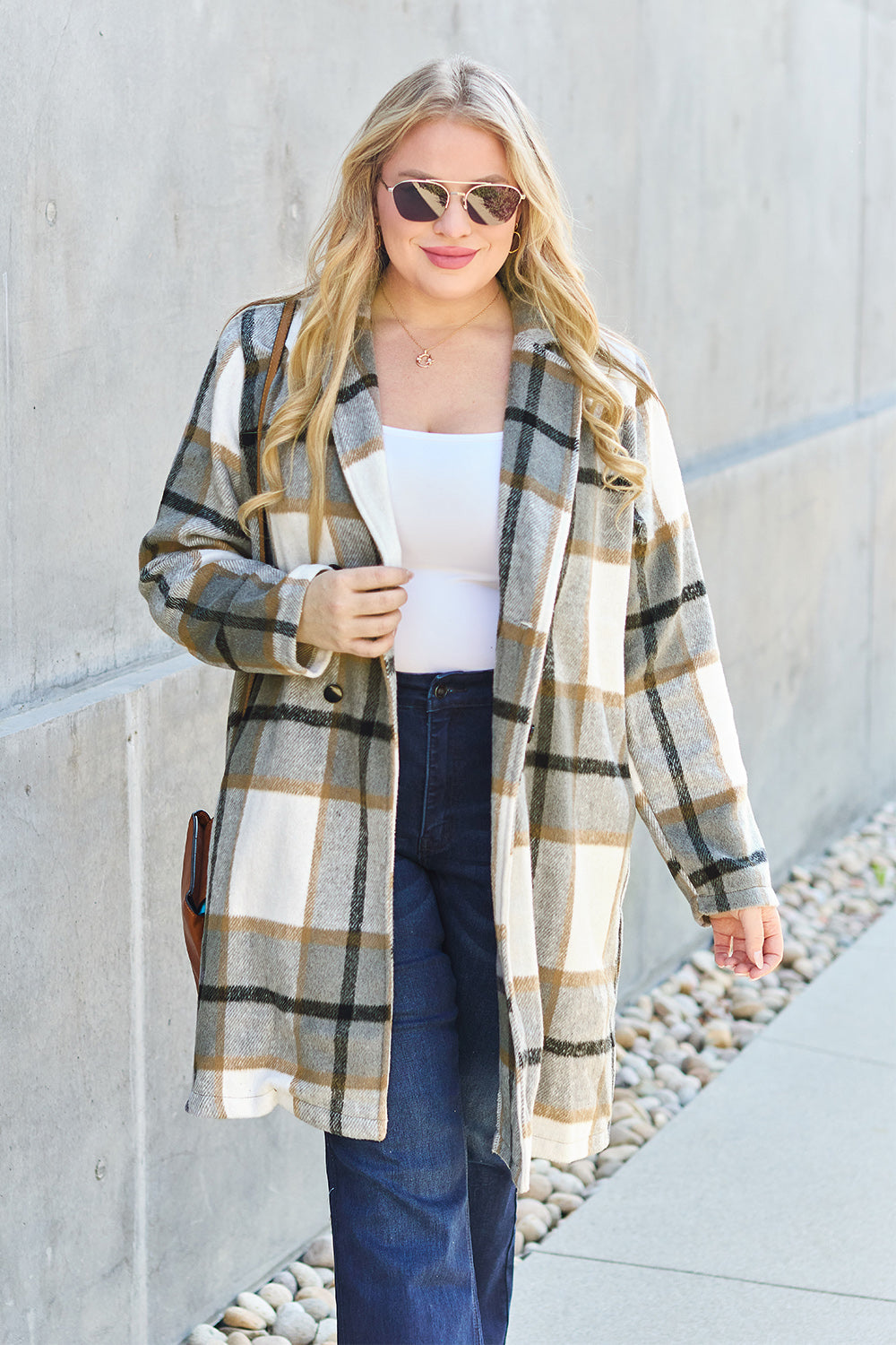 Falling In Love Plaid Jacket Trendsi