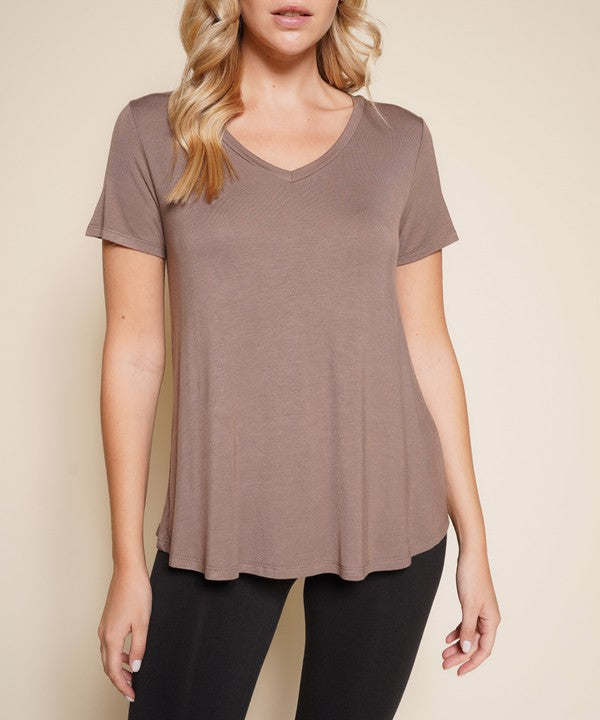 Bamboo Classic V-Neck Top Fabina