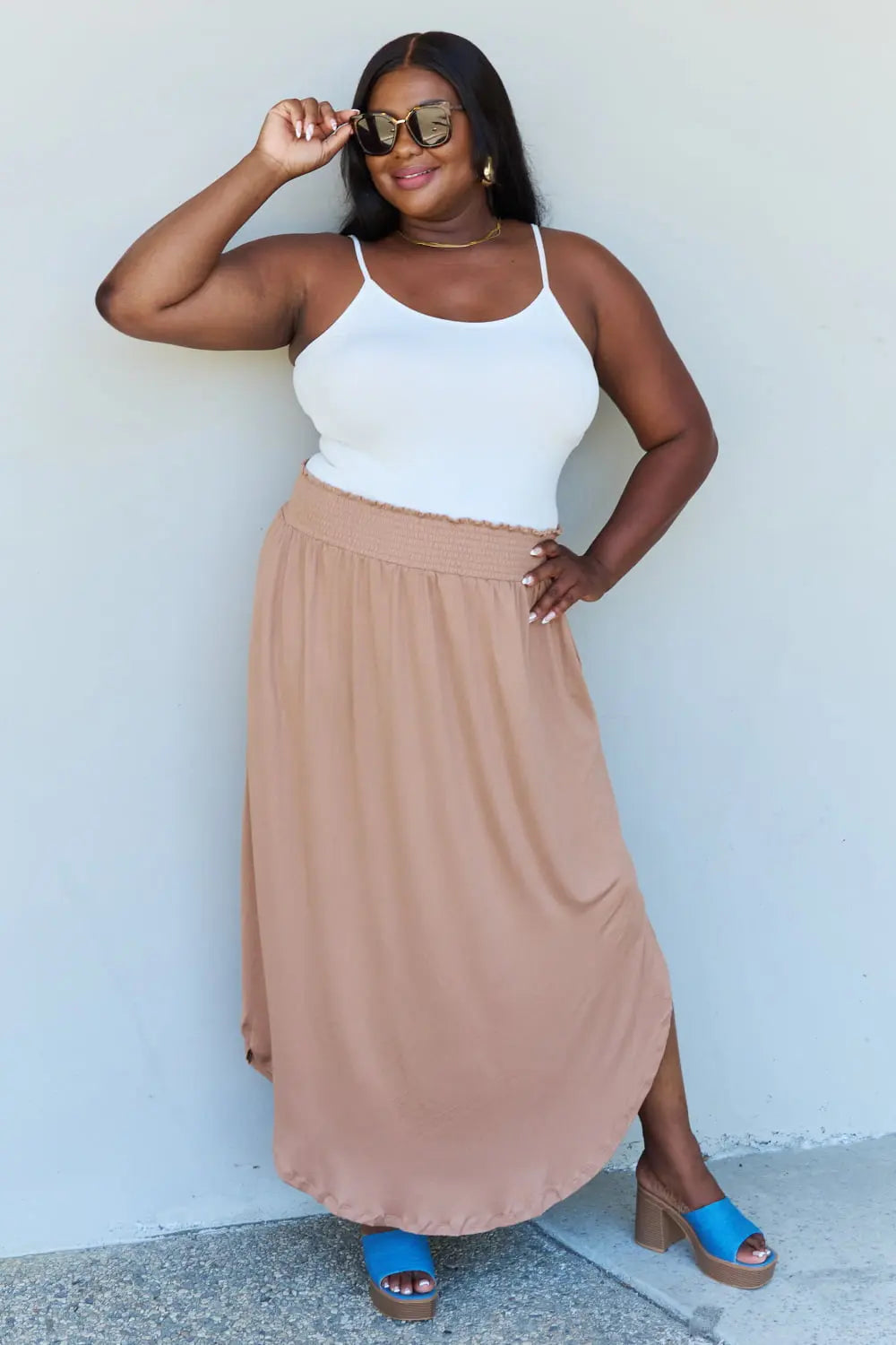 Doublju Princess Maxi Skirt in Tan Trendsi