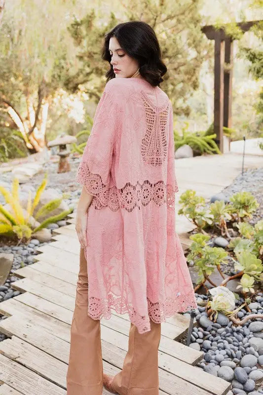 Crochet Open Patch Longline Kimono Leto Accessories