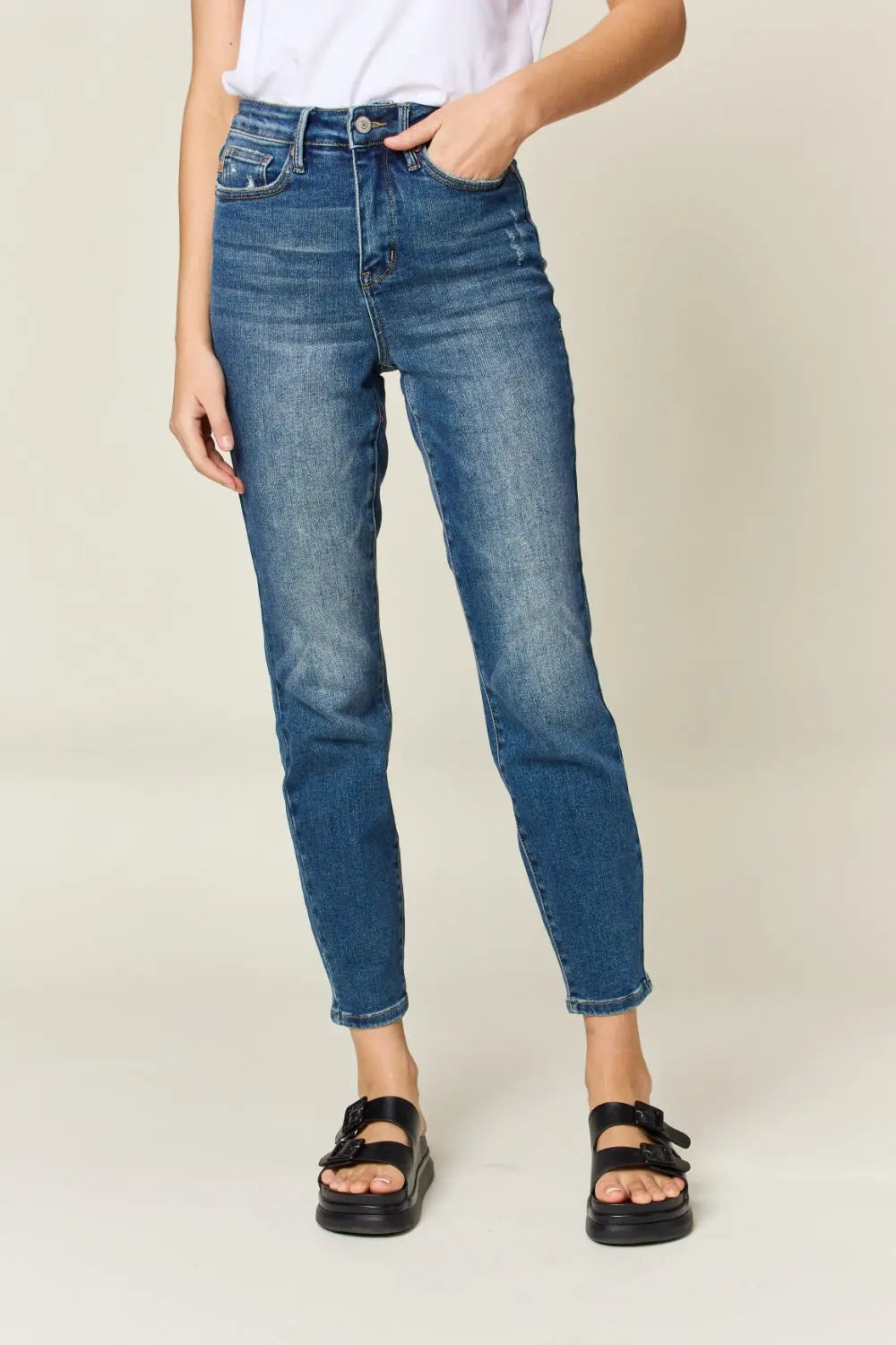 Judy Blue Tummy Control High Waist Slim Jeans Trendsi