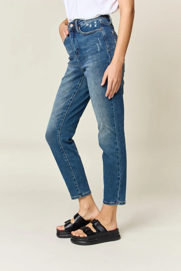 Judy Blue Tummy Control High Waist Slim Jeans Trendsi